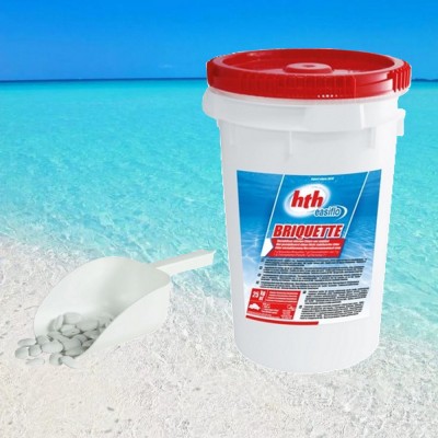 Брикети hth BRIQUETTE 25кг, 70%, в 7г таблетках,  не стабілізований хлор, гіпохлорит кальцію