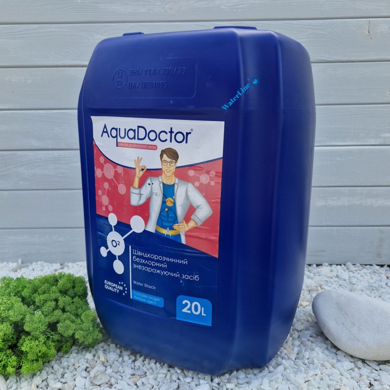 Безхлорная жидкая химия для бассейна для дезинфекции воды AquaDoctor Water Shock 20 л