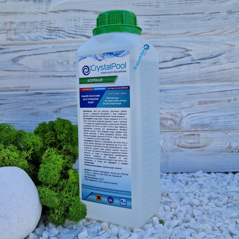 Коагулянт (флокулянт) Crystal Pool Floc Ultra Liquid 1 л рідкий препарат проти каламутності в воді