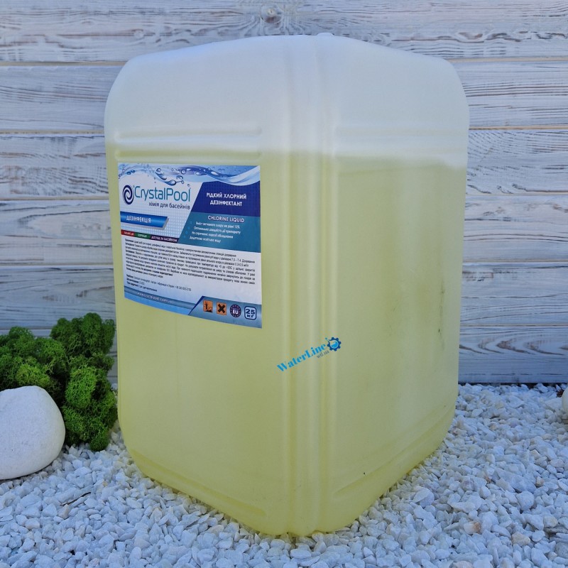 Рідкий хлор (гіпохлорит натрію) для басейну Crystal Pool Chlorine Liquid 25 кг | Крістал Пул