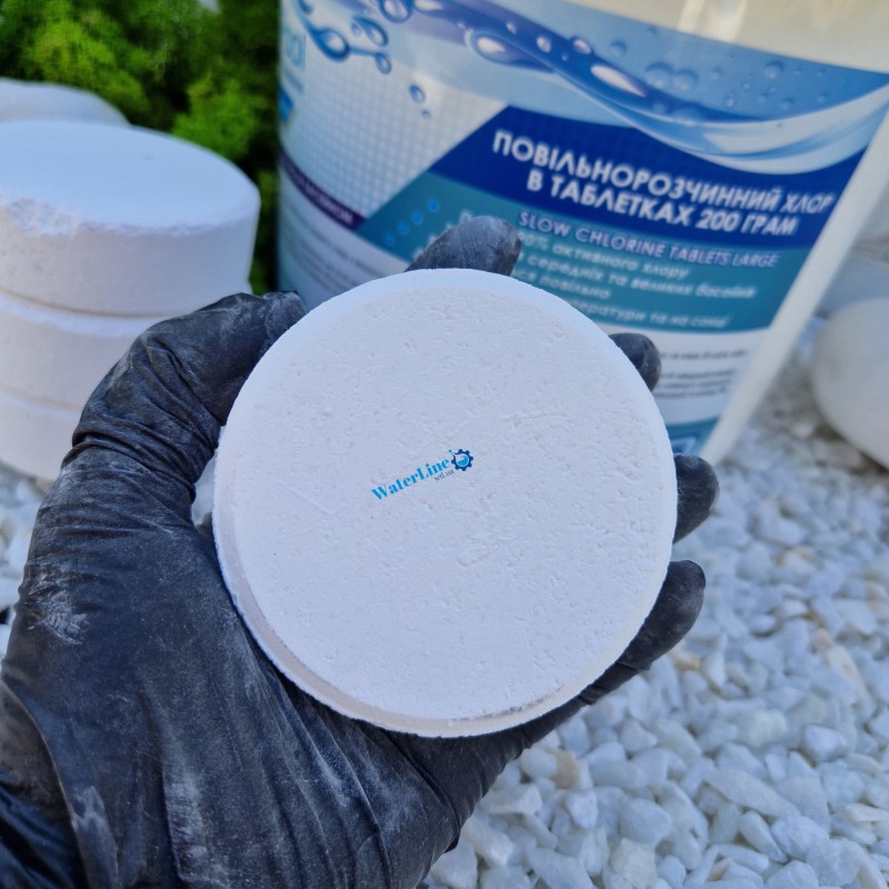 Медленный (длительный) хлор для бассейна Crystal Pool Slow Chlorine Tablets 5 кг большие таблетки для бассейна