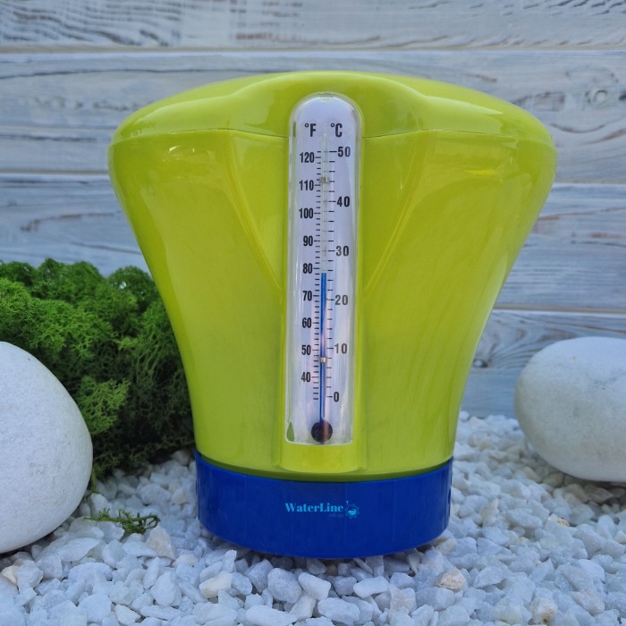 Поплавок-дозатор для басейну для великих таблеток хлору з термометром Kokido K619BU (табл. 75 мм) зелений