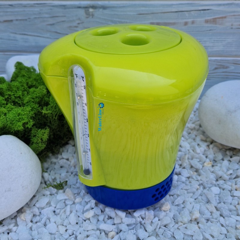 Поплавок-дозатор для бассейна для больших таблеток хлора с термометром Kokido K619BU (табл. 75 мм) зеленый