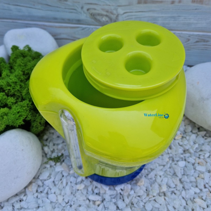 Поплавок-дозатор для бассейна для больших таблеток хлора с термометром Kokido K619BU (табл. 75 мм) зеленый