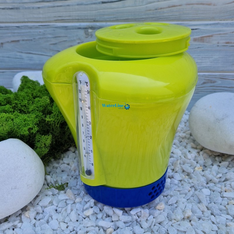 Поплавок-дозатор для бассейна для больших таблеток хлора с термометром Kokido K619BU (табл. 75 мм) зеленый